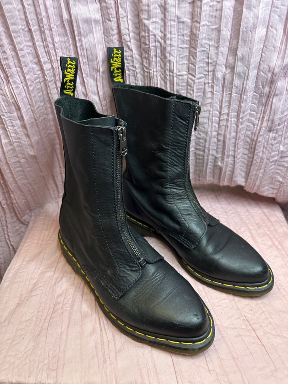 Dr Martens - RARE Black Zena Leather Zip-Up Boots
